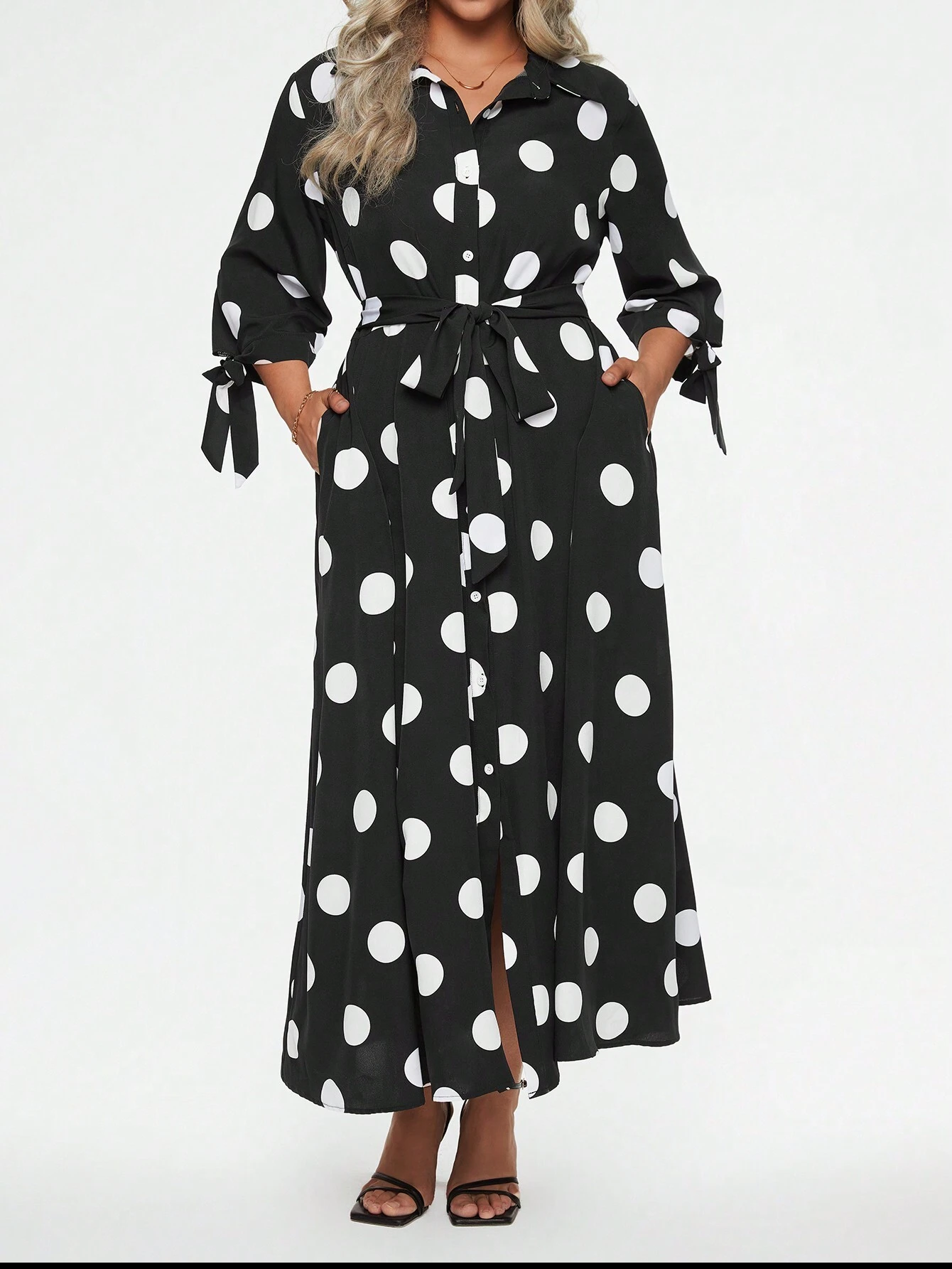 Women's Elegant Polka Dot Long Dress™ – Timeless Elegance in Every Detail