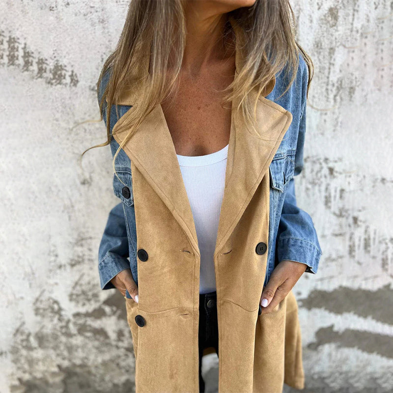 DenimVibe™ – Lapel Denim Patchwork Design Jacket