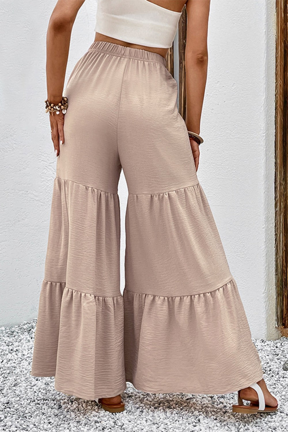 BreezeFlare™ – Drawstring Waist Tiered Flare Culottes
