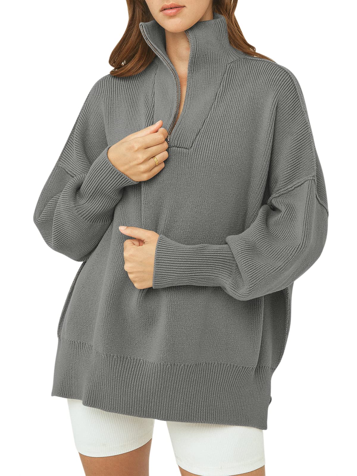 CozyZip™ – Women's Oversized Quarter Zip Sweater Pullover