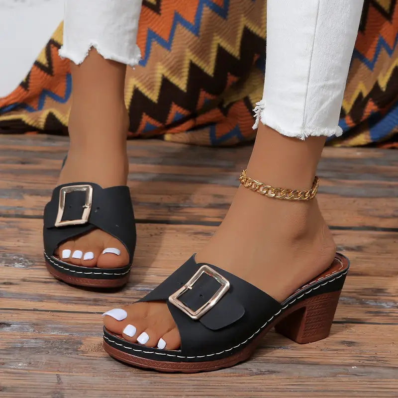 PosturePerfect™ – Women's Solid Color Stylish Sandals
