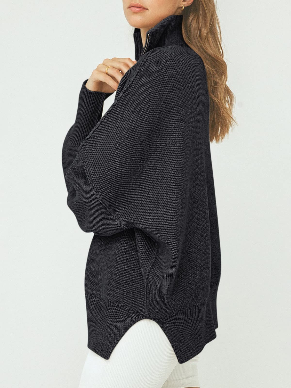 CozyZip™ – Women's Oversized Quarter Zip Sweater Pullover