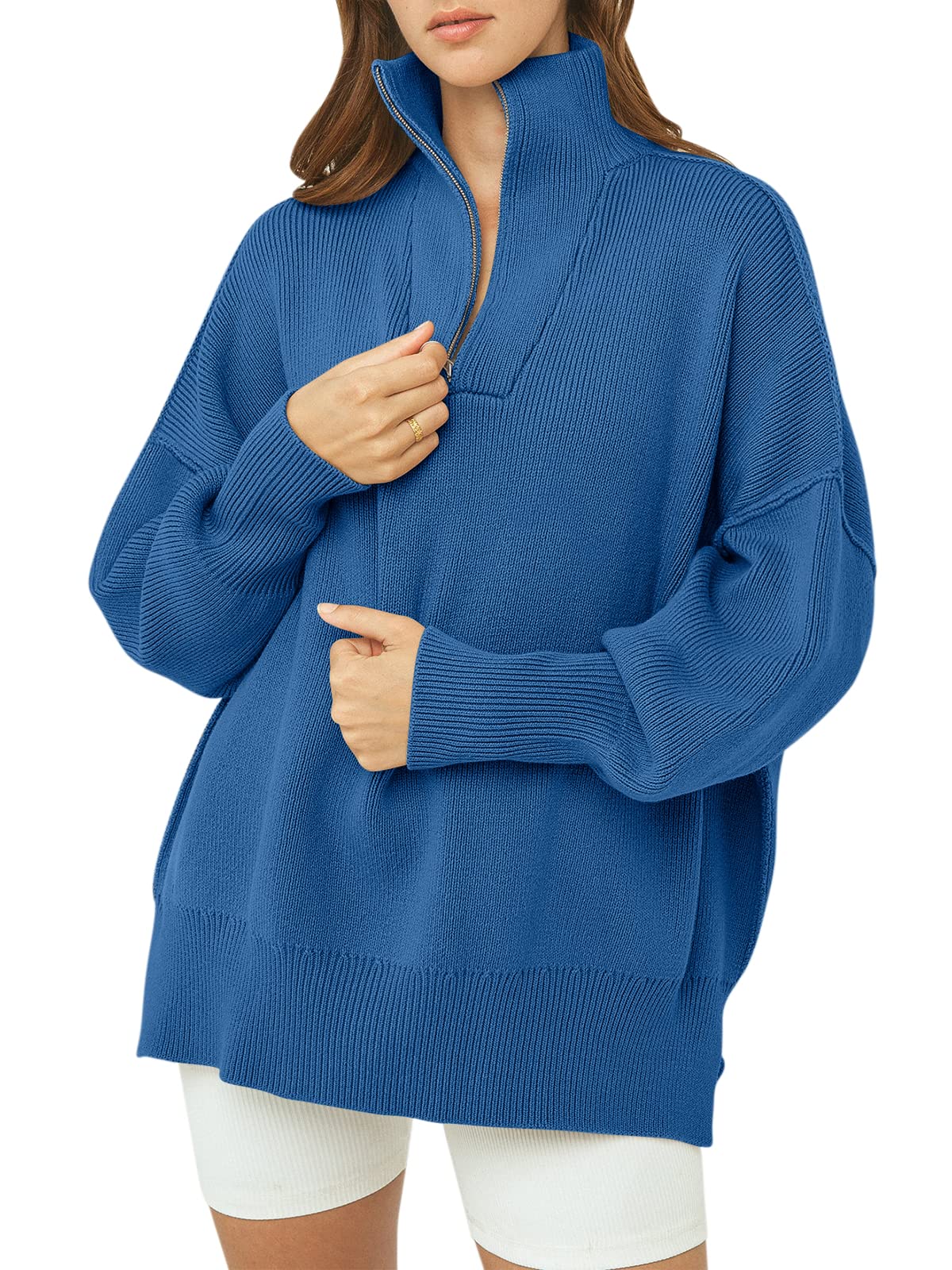 CozyZip™ – Women's Oversized Quarter Zip Sweater Pullover