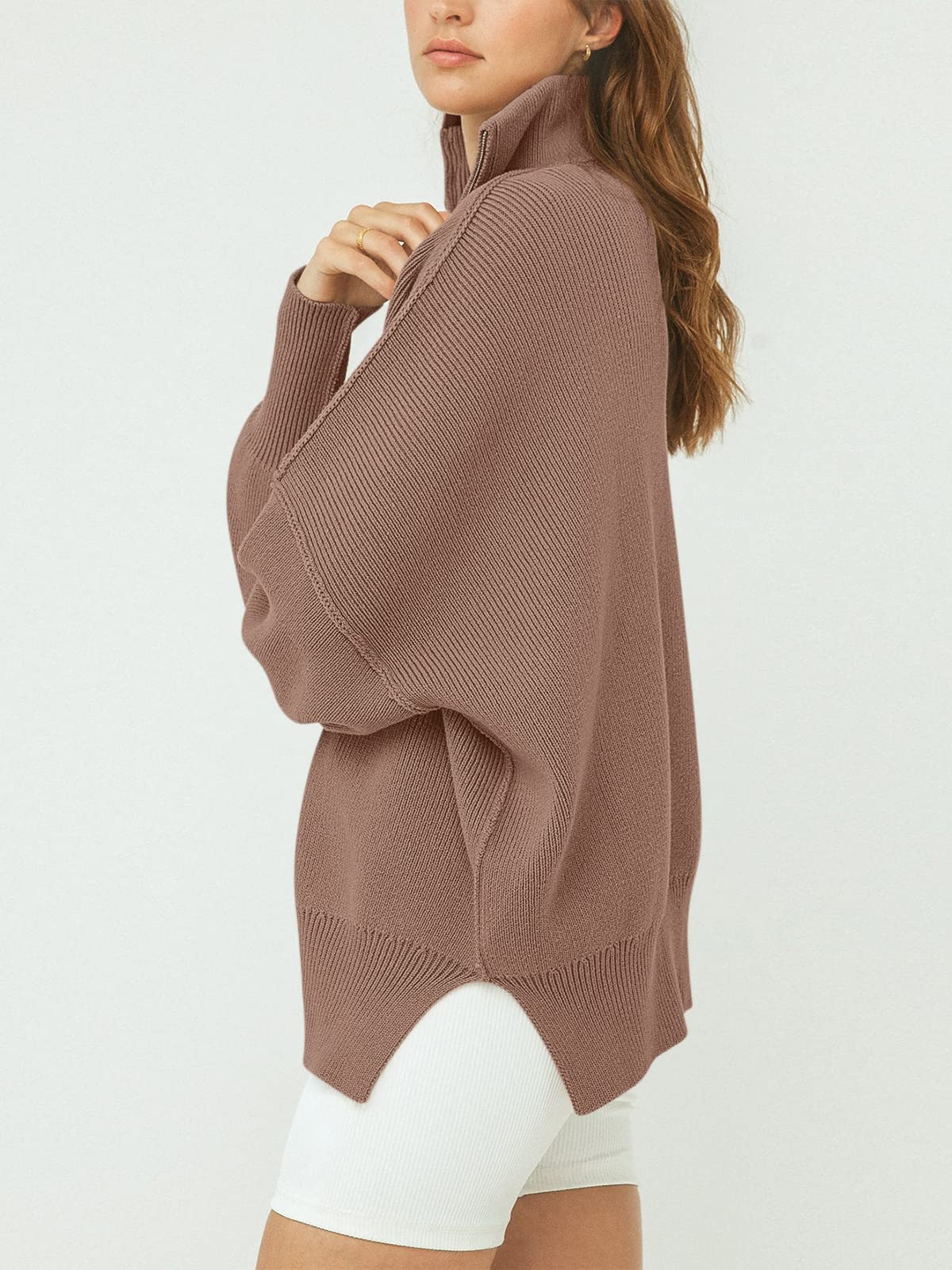 CozyZip™ – Women's Oversized Quarter Zip Sweater Pullover