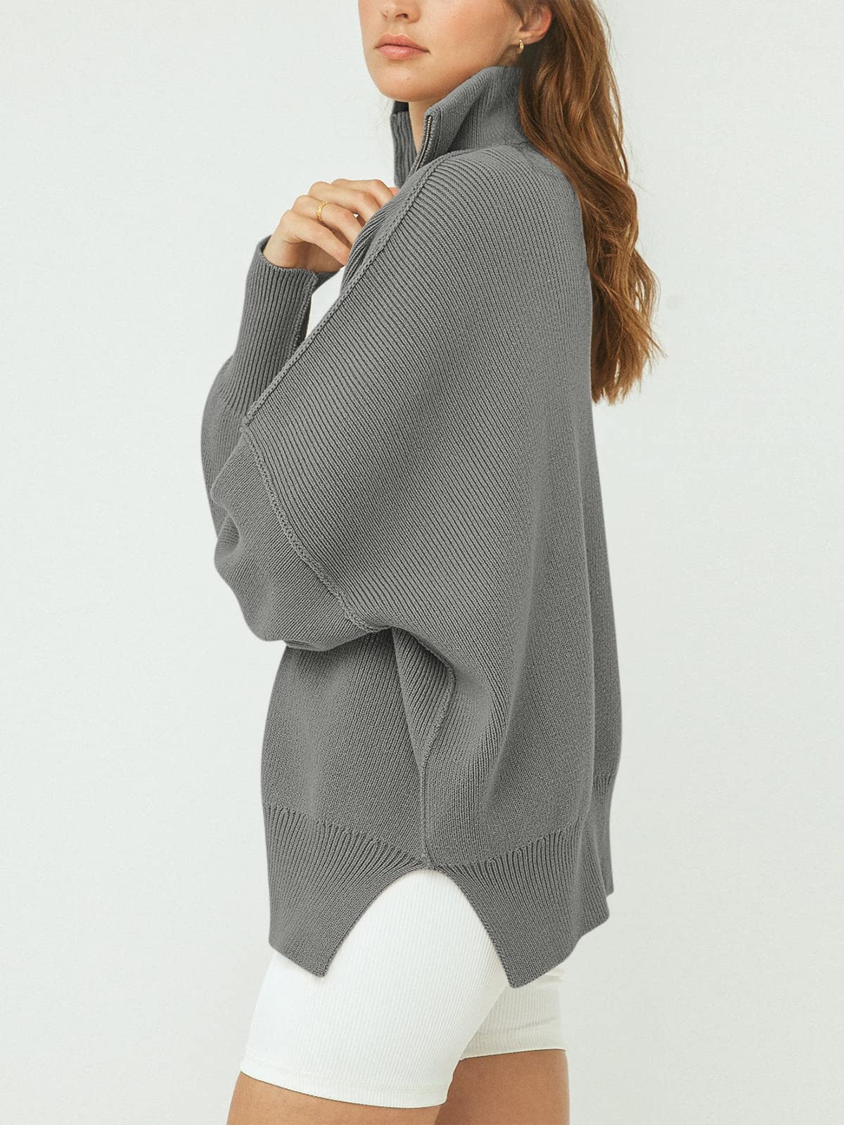 CozyZip™ – Women's Oversized Quarter Zip Sweater Pullover