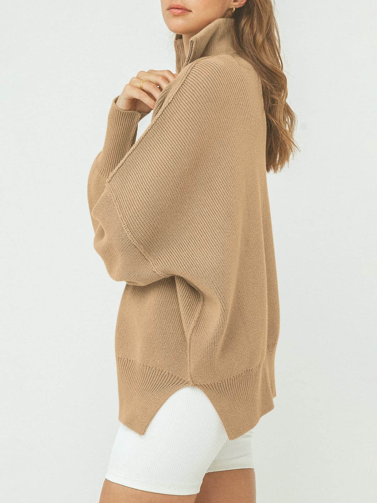 CozyZip™ – Women's Oversized Quarter Zip Sweater Pullover