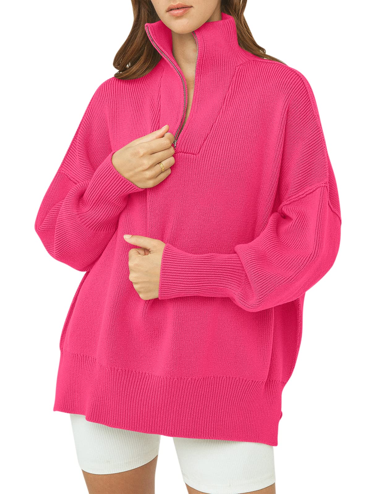CozyZip™ – Women's Oversized Quarter Zip Sweater Pullover
