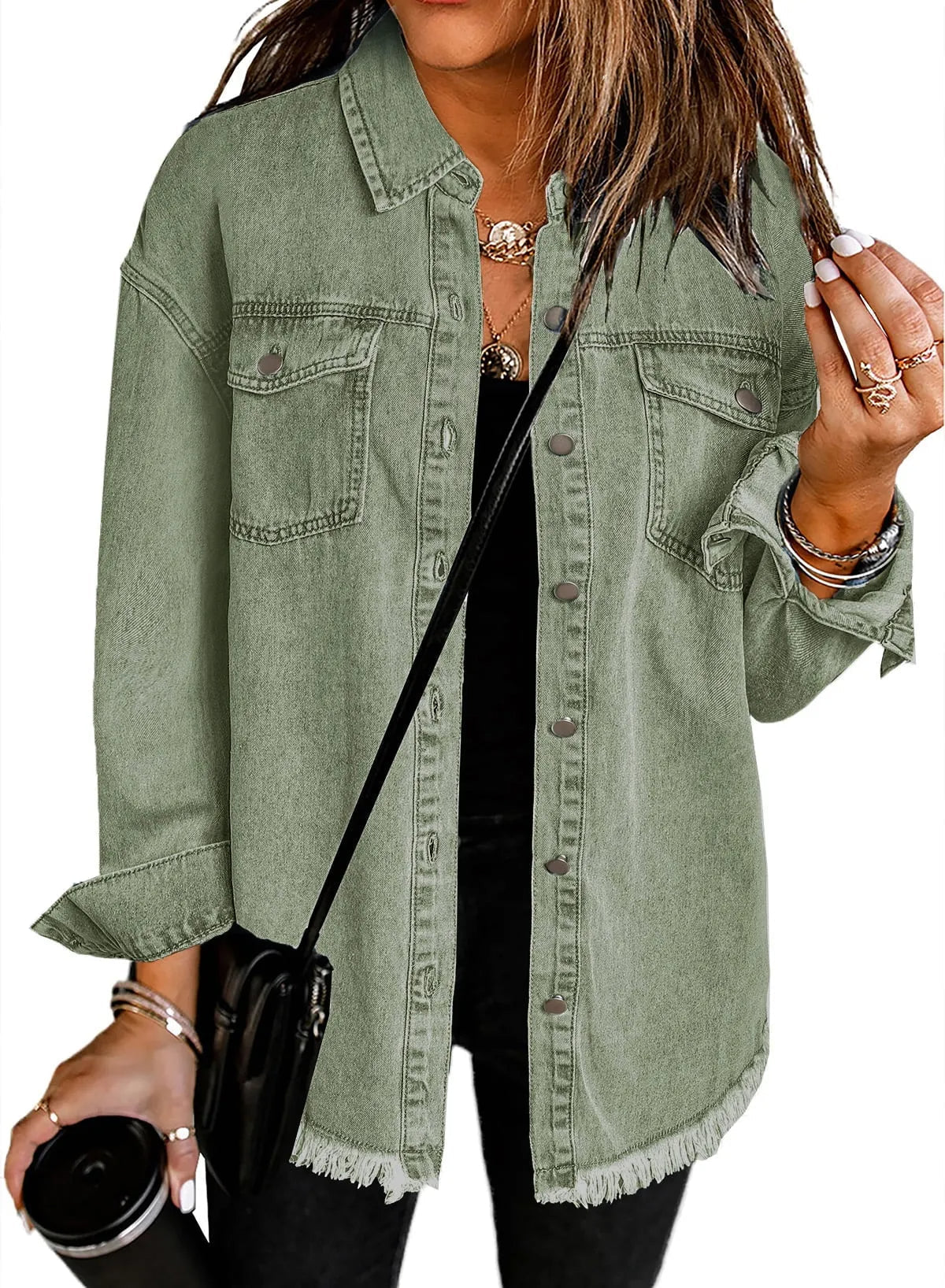 DenimEdge™ – Women's Button Down Raw Edge Denim Jacket