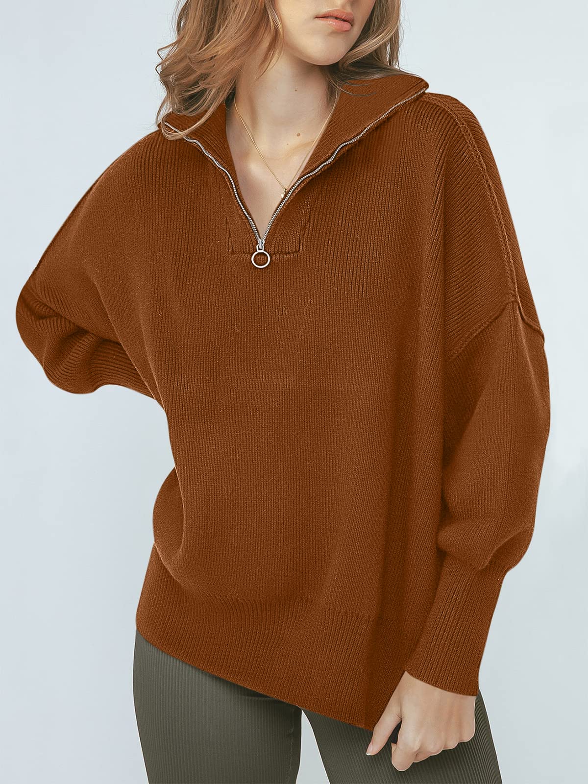 CozyZip™ – Women's Oversized Quarter Zip Sweater Pullover