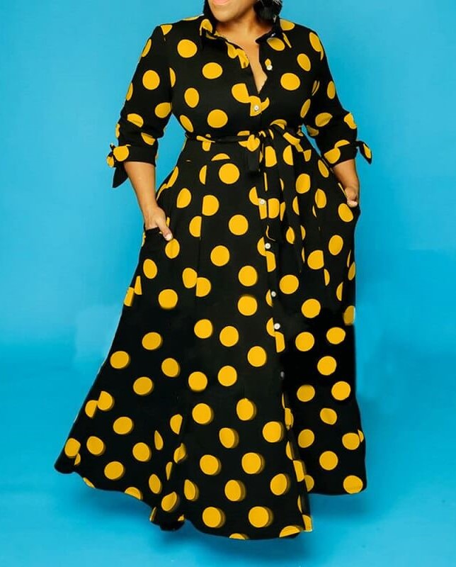 Women's Elegant Polka Dot Long Dress™ – Timeless Elegance in Every Detail