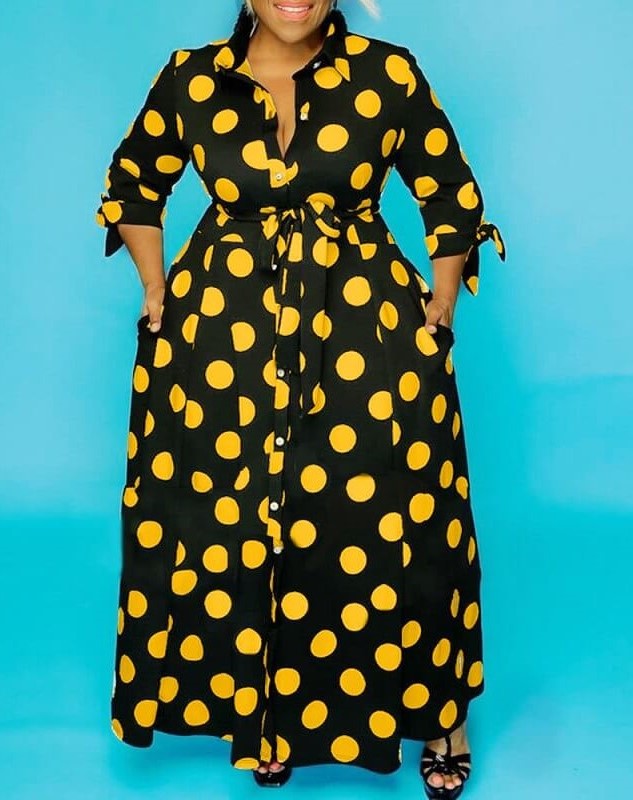 Women's Elegant Polka Dot Long Dress™ – Timeless Elegance in Every Detail